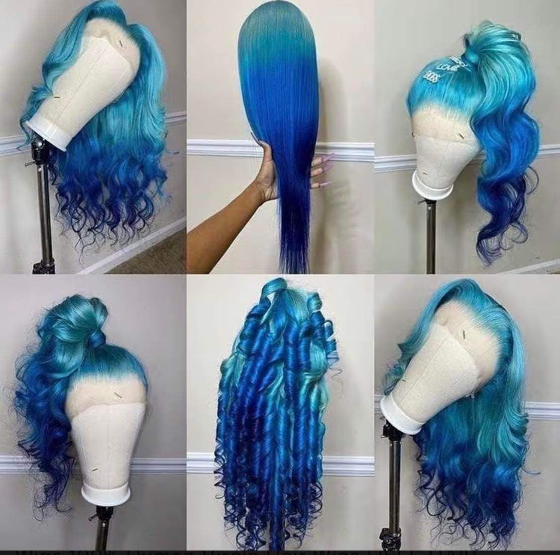 Ice blue premium human hair frontal