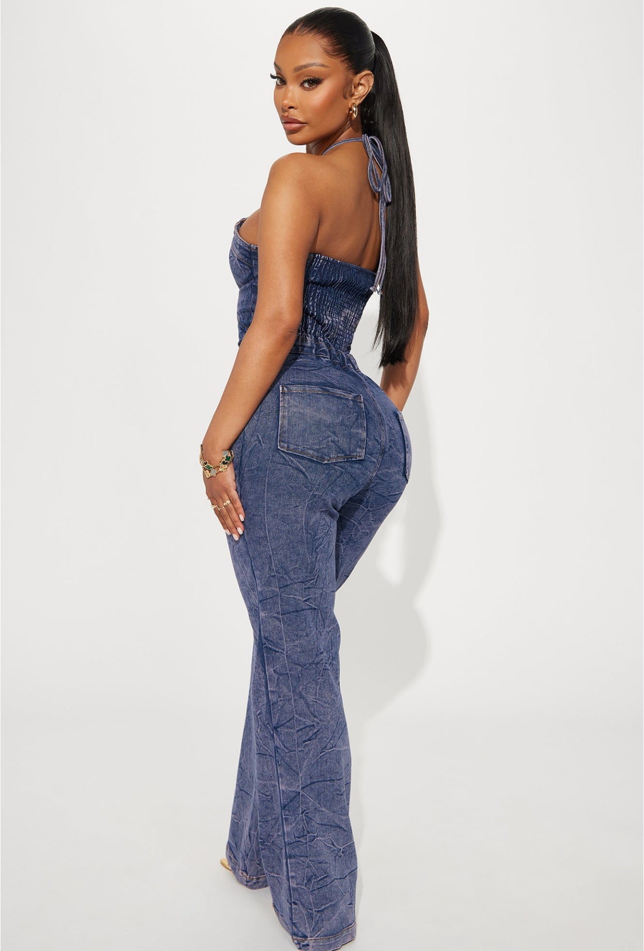 Star girl denim jumpsuit